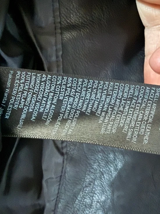 Topshop Black Quilted-Panel Leather Moto Jacket - Picture 3 of 4